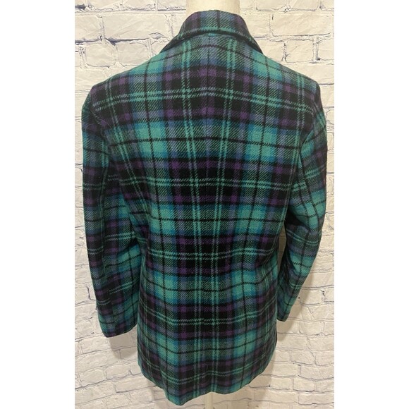 ADOLFO VINTAGE PLAID TARTAN WOOL BLEND SINGLE BUTTON BLAZER JACKET Size 8 - Picture 5 of 7